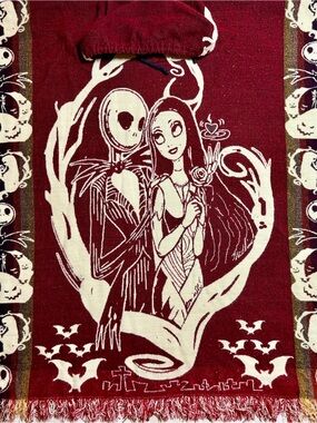 Nightmare Before Christmas Jack Sally Mexican Zarape Hooded Poncho Unisex